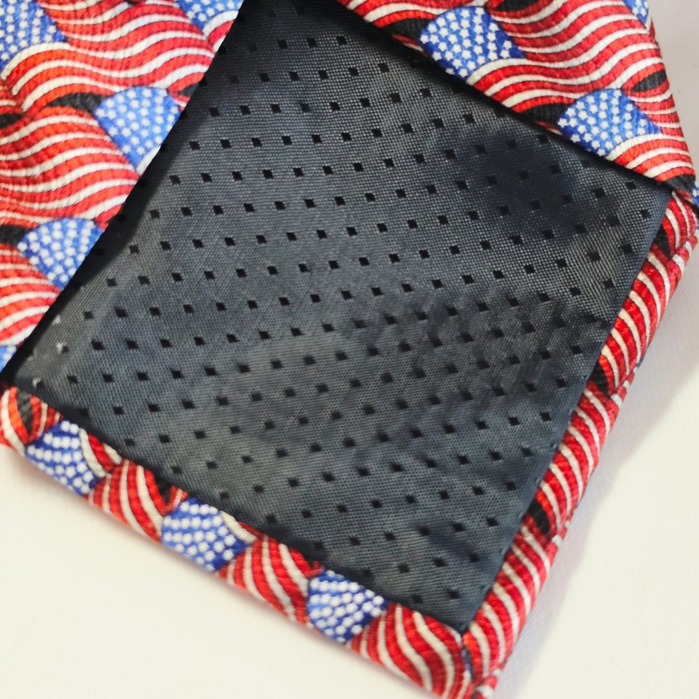 Umberto Bossi & Stonehenge Necktie Men OS Blue Red American Flag Silk Lot 2pc - Picture 4 of 9